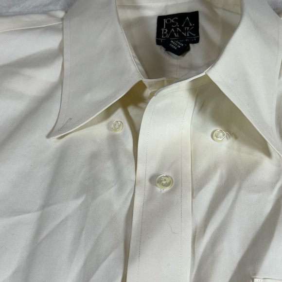 Joe. A. Bank 17.5-35 Traveler Collection Tailored Fit Pale Yellow White Shirt - Picture 4 of 8
